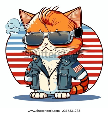 independence day cat cartoon design