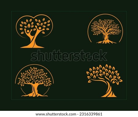 Vector Tree logo design icon. Nature trees vector illustration logo design template.