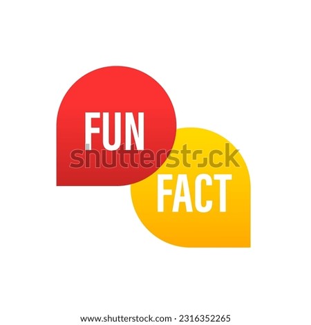 Hand holding megaphone - Fun fact. Fun fact simple bubble for social media in red and yellow color. Flat cartoon trendy. Concept of fun fact message banner. Vector illustration