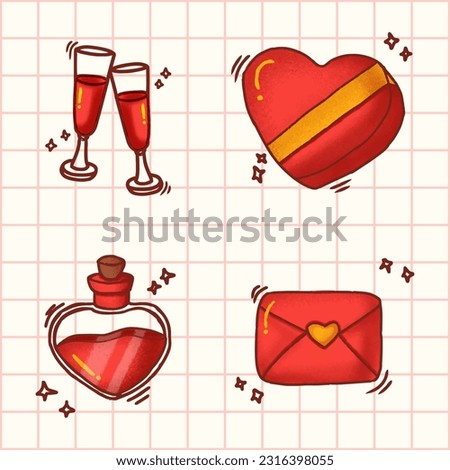 Hand draw valentines day clip arts