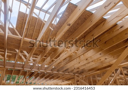Joists are an essential component framing system, providing support distributing weight of structure Royalty-Free Stock Photo #2316416453