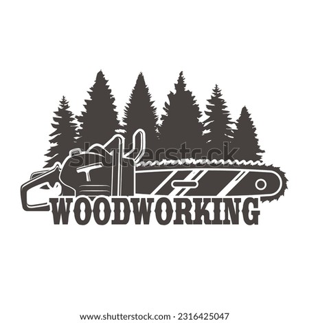 Woodworks Illustration Clip Art Design Shape. Sawchain Blade Wood Silhouette Icon Vector.