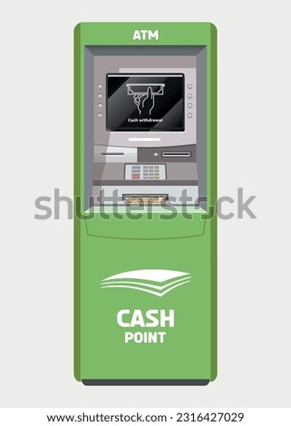 realistic vector ATM machine in green color isolated on white background Royalty-Free Stock Photo #2316427029