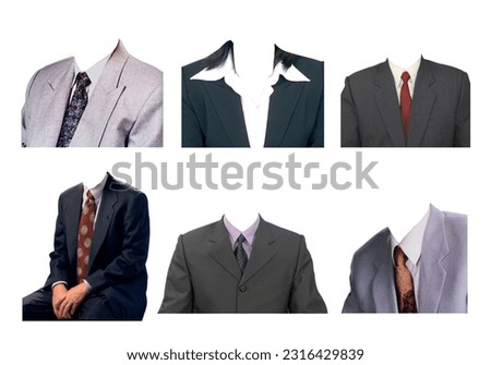 6 types of suits on a white background. It is convenient to cut and combine with other tasks.