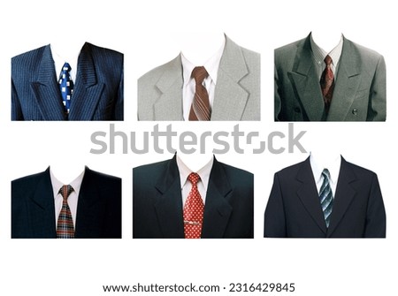 6 types of suits on a white background. It is convenient to cut and combine with other tasks.
