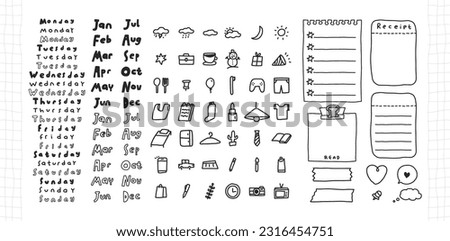 Cute Hand Drawn Doodle Journal Elements Royalty-Free Stock Photo #2316454751