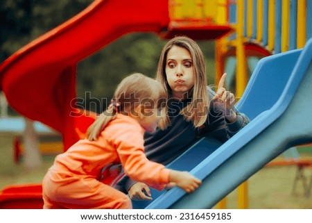 
Mom Saying No to her Child Playing Careless at the Playground. Kid defying her mom acting out against playground rules 
 Royalty-Free Stock Photo #2316459185
