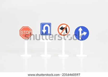 Different traffic signs isolated on a white background.