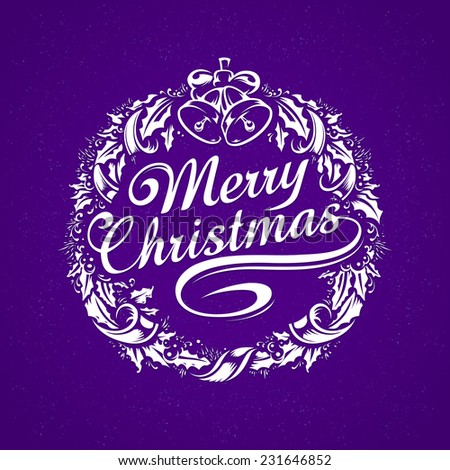 Merry Christmas vector typography. Calligraphic lettering with decorative design elements.
