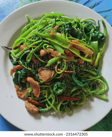 Stir fried Water Spinach, picture of Thai foods