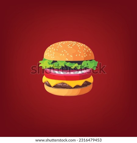 Nice hamburger Vector or cheeseburger Vector.  Royalty-Free Stock Photo #2316479453