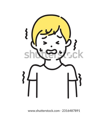 Illustration Series of Cute Person _Stoptery man with casual clothes _ scary