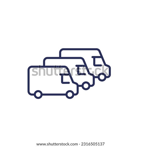 car fleet line icon with vans Royalty-Free Stock Photo #2316505137