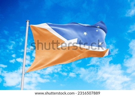 Tierra Del Fuego flag waving in the wind