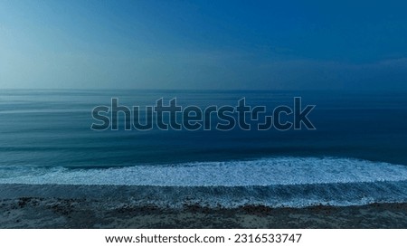 Aerial view with beach in wave of turquoise sea water shot, Top view scene background