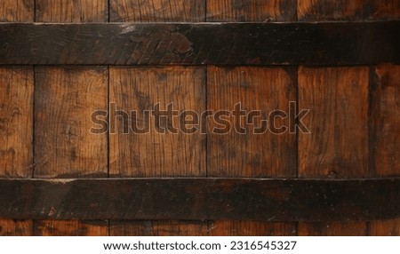 Texture of wooden barrel as background, closeup Royalty-Free Stock Photo #2316545327