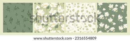 Abstract floral seamless patterns with chamomile. Trendy hand drawn textures. Modern abstract design for,paper, cover, fabric and other use