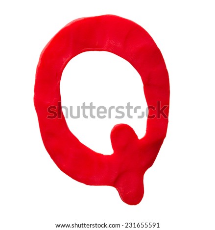 Plasticine letter Q isolated on a white background 