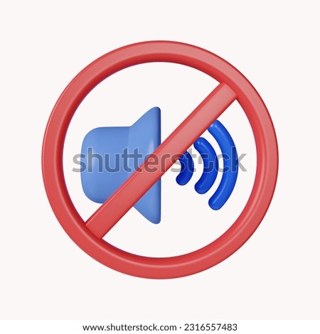 3d Speaker mute icon. No sound. icon isolated on white background. 3d rendering illustration. Clipping path..