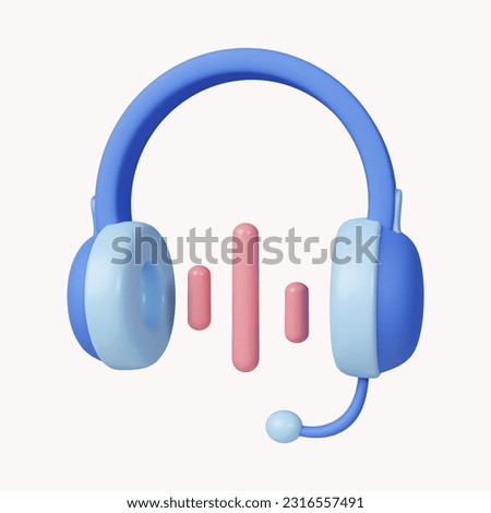 3d Wireless headphones with flying notes. icon isolated on white background. 3d rendering illustration. Clipping path..