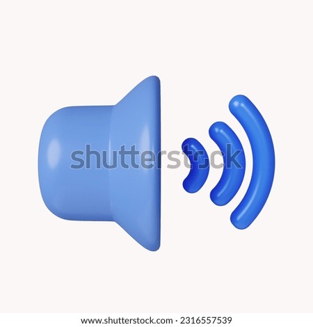 3d Volume sound button speaker acoustic level noise wave control. icon isolated on white background. 3d rendering illustration. Clipping path..