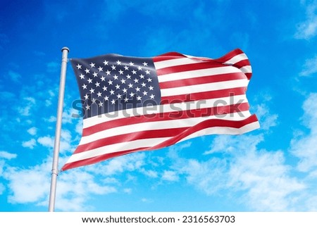 United States flag waving in the wind