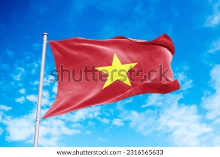 Vietnam flag waving in the wind Royalty-Free Stock Photo #2316565633