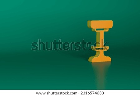 Orange Chair icon isolated on green background. Minimalism concept. 3D render illustration.