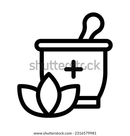 herbal treatment line icon illustration vector graphic