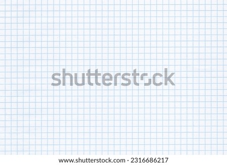 Blank white and blue notebook grid uncoated paper background. Extra large highly detailed image of sheet of checkered stationery page.  Royalty-Free Stock Photo #2316686217