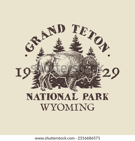 Grand Teton Illustration Clip Art Design Shape. Wyoming National Park Silhouette Icon Vector.