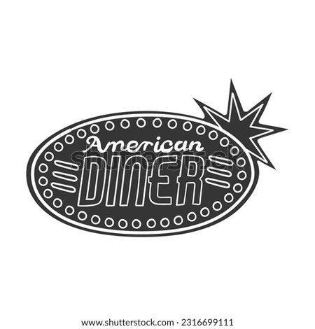 American Dinner Icon Silhouette Illustration. Vintage Badge Vector Graphic Pictogram Symbol Clip Art. Doodle Sketch Black Sign.