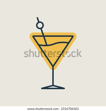 Cocktail drink glass isolated icon vector. Graph symbol for bar and cafe web site and apps design, logo, app, UI