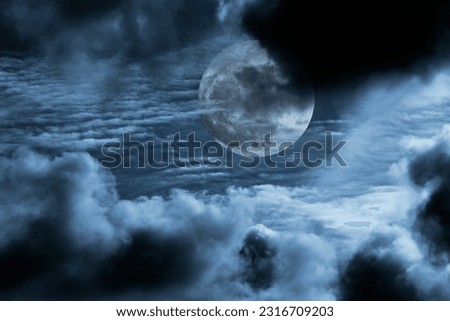 Illustration of an interesting full moon in a cloudy night
