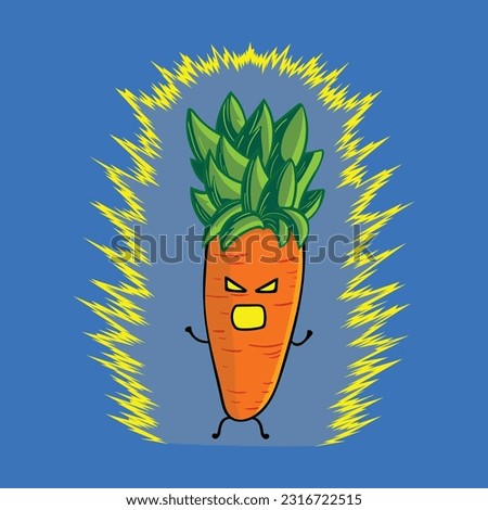 vector illustration funny carrot cosplay dragon ball z kakarot Mascot Character children cartoon clipart Royalty-Free Stock Photo #2316722515