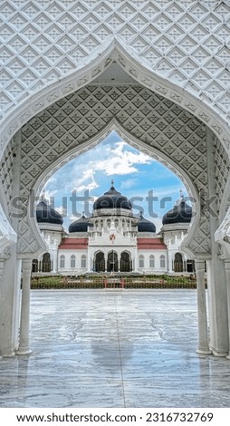 A picture of Baiturrahman Mosque located at Banda Aceh City, Nanggroe Aceh Darussalam Province, Indonesia