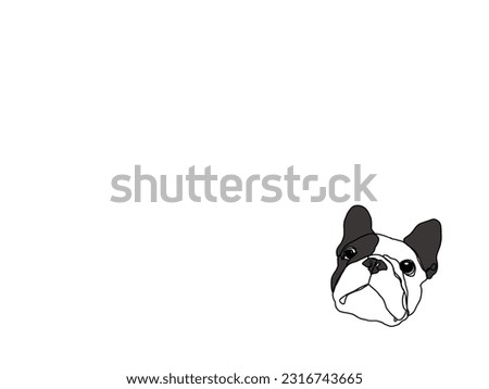 Hand drawn illustrations Doodle drawing style of French Bulldog breed on white background. One Line artwork style. Design for Wallpaper, Print, Card, Cover, Background and web design.