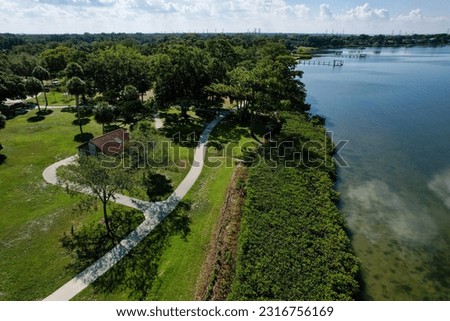 A drone view of Tampa Bay natural shoreline in Florida.