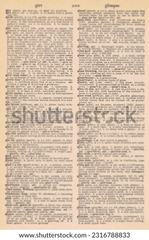 Vintage Dictionary Full Text G Royalty-Free Stock Photo #2316788833