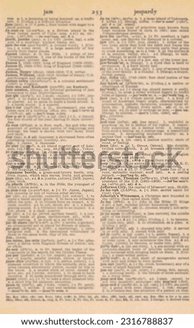 Vintage Dictionary Full Text J Royalty-Free Stock Photo #2316788837