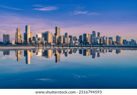 city skyline sunrise new miami Florida skyscrapers