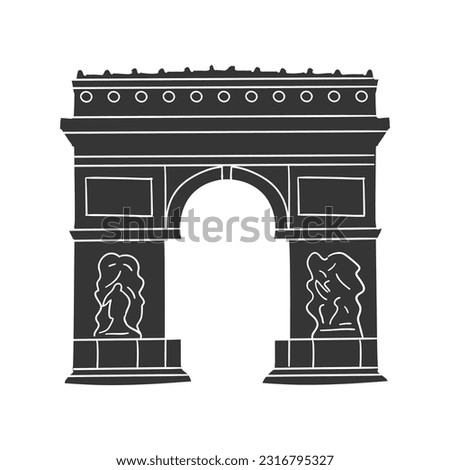 Triumph Arch Icon Silhouette Illustration. Paris France Vector Graphic Pictogram Symbol Clip Art. Doodle Sketch Black Sign.