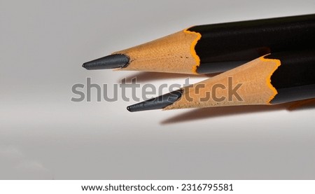 Close up and isolated sharpened pencils with clean and white background