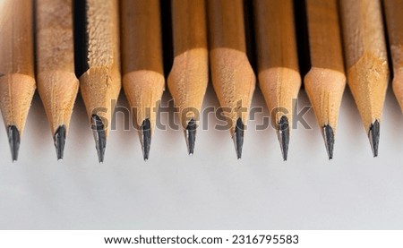 Close up and isolated sharpened pencils with clean and white background