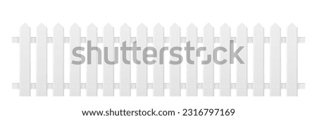 White wooden long fence on white background with parallel plank new. Vector illustration Royalty-Free Stock Photo #2316797169