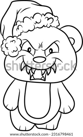 scary teddy bear line art vector