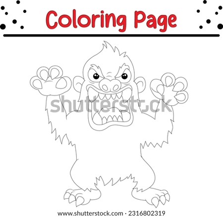 monster coloring page for kids. Funny Halloween Monster Vector Illustration Art