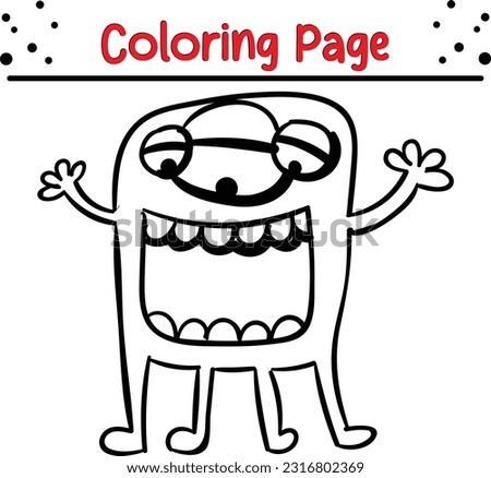 monster coloring page for kids. Funny Halloween Monster Vector Illustration Art