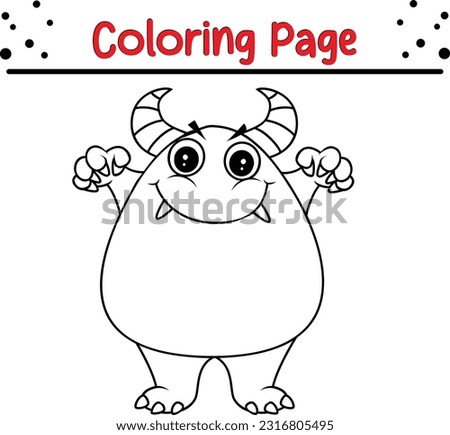 Monster Vector Illustration Art. Funny Halloween Monster coloring book page.