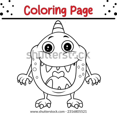 Monster Vector Illustration Art. Funny Halloween Monster coloring book page.